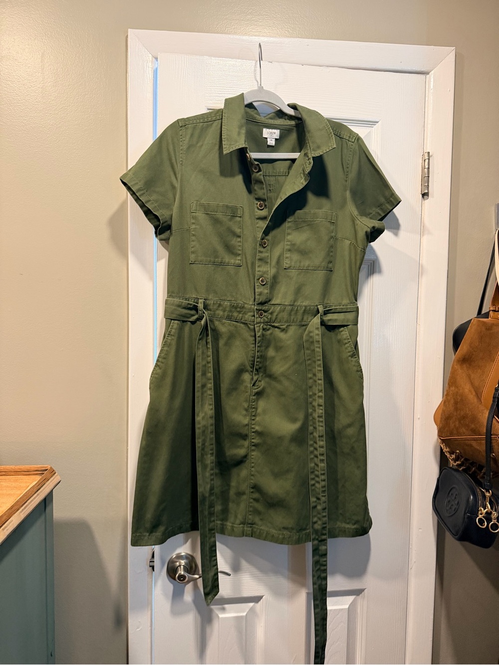 J. Crew Olive Green Utility Shirt Dress